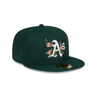 Green Oakland Athletics Hat - New Era MLB Bloom 59FIFTY Fitted Caps USA2580671